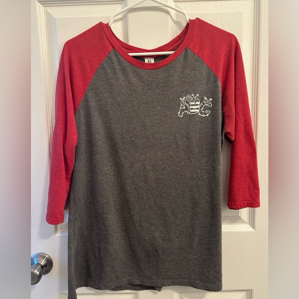 District Red and Gray 3/4 Sleeve Raglan Tee
